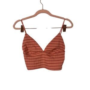 Zara Trafaluc Women Bralette Bra top Spaghetti Strap Orange Striped Size S
